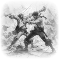 Pirates fighting, Blackbeard the Pirate and Stede Bonnet's Fateful Clash